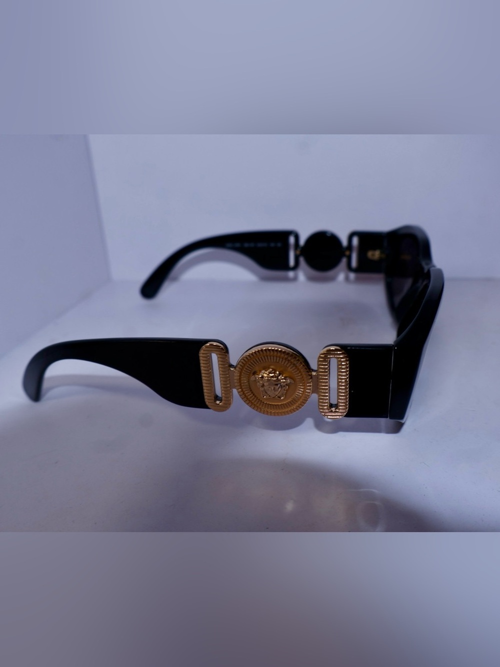 Versace Black Sunglasses with Gold Medallion Accent